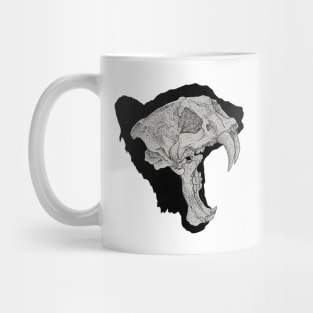 Dotwork Tiger Skull Art Print Mug